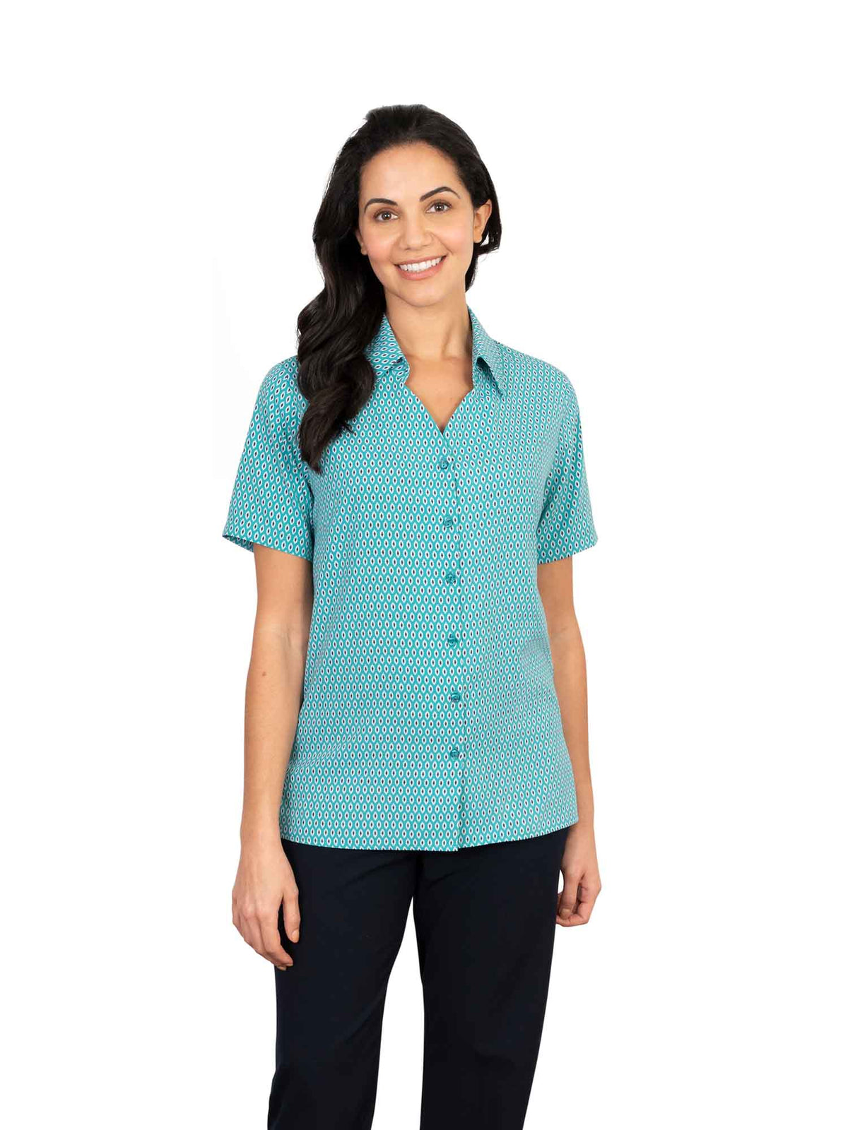 EMMA JADE BUTTON DOWN SHORT SLEEVE