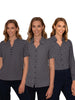 BETH NAVY 3 BUTTON NECK SHORT SLEEVE