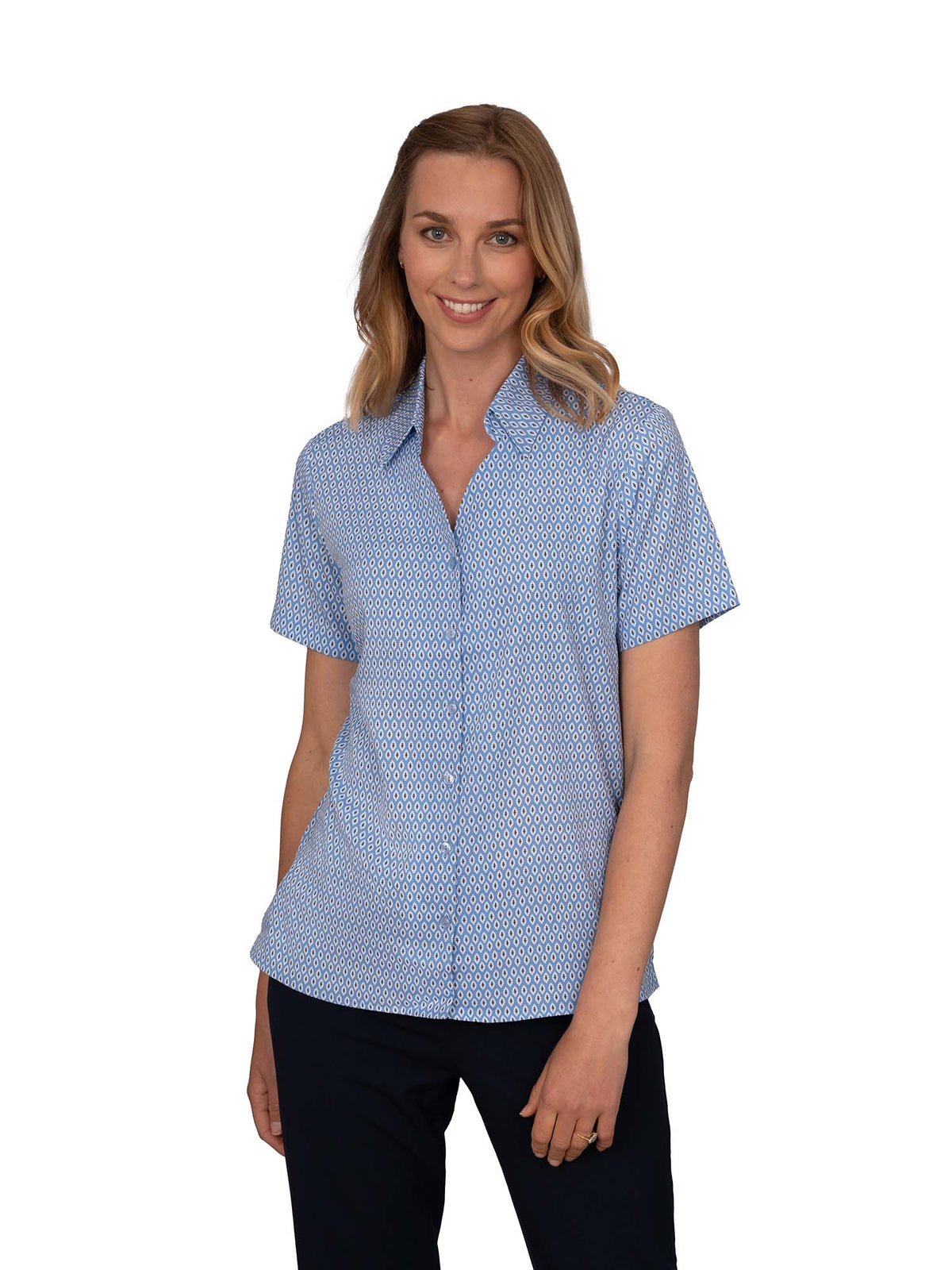 EMMA SKY BUTTON DOWN SHORT SLEEVE
