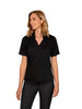 FREYA BLACK DOUBLE BUTTON SHORT SLEEVE