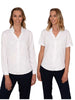 FREYA WHITE DOUBLE BUTTON SHORT SLEEVE