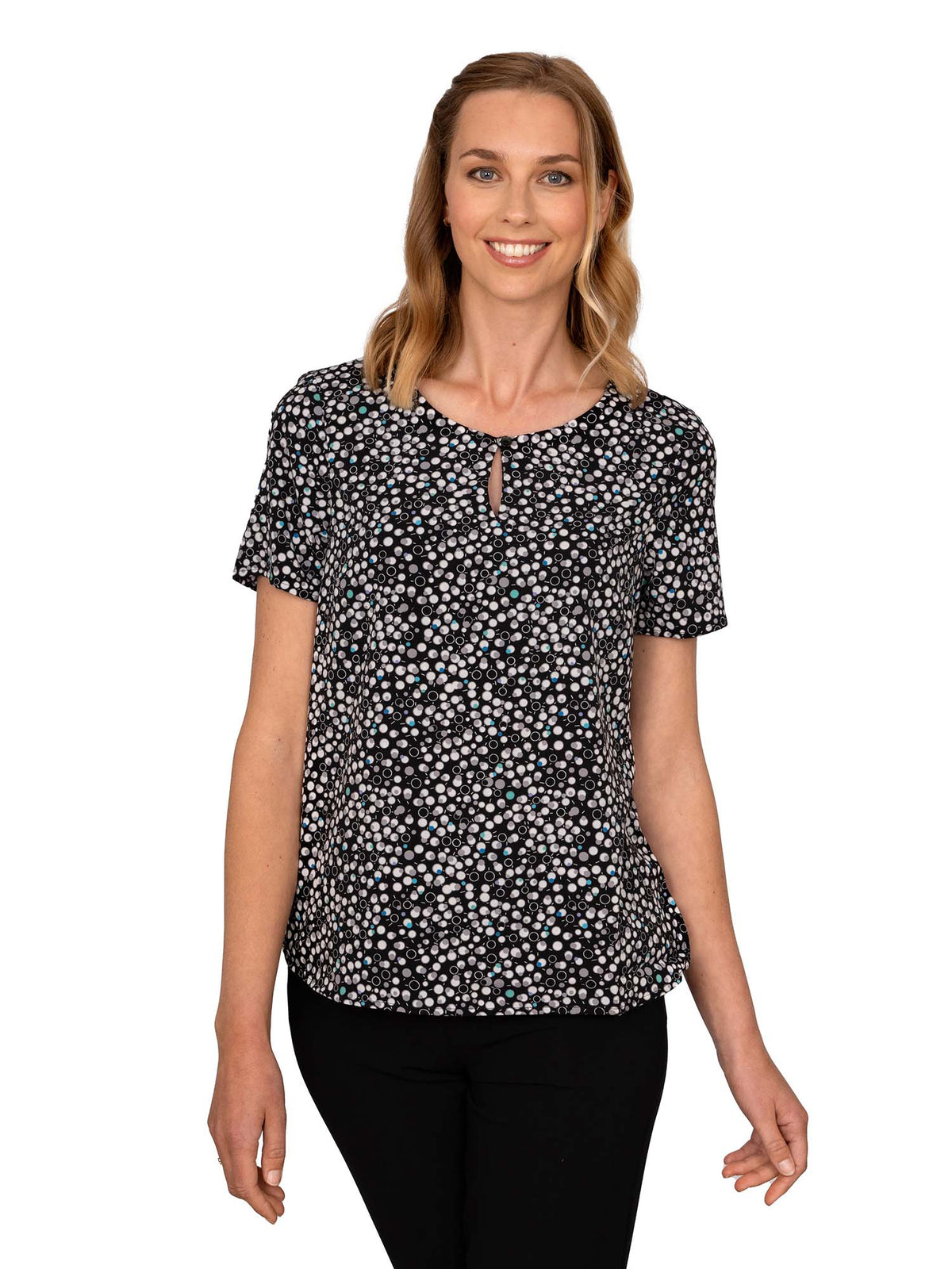 IMOGEN BLACK TUCK NECK SHORT SLEEVE