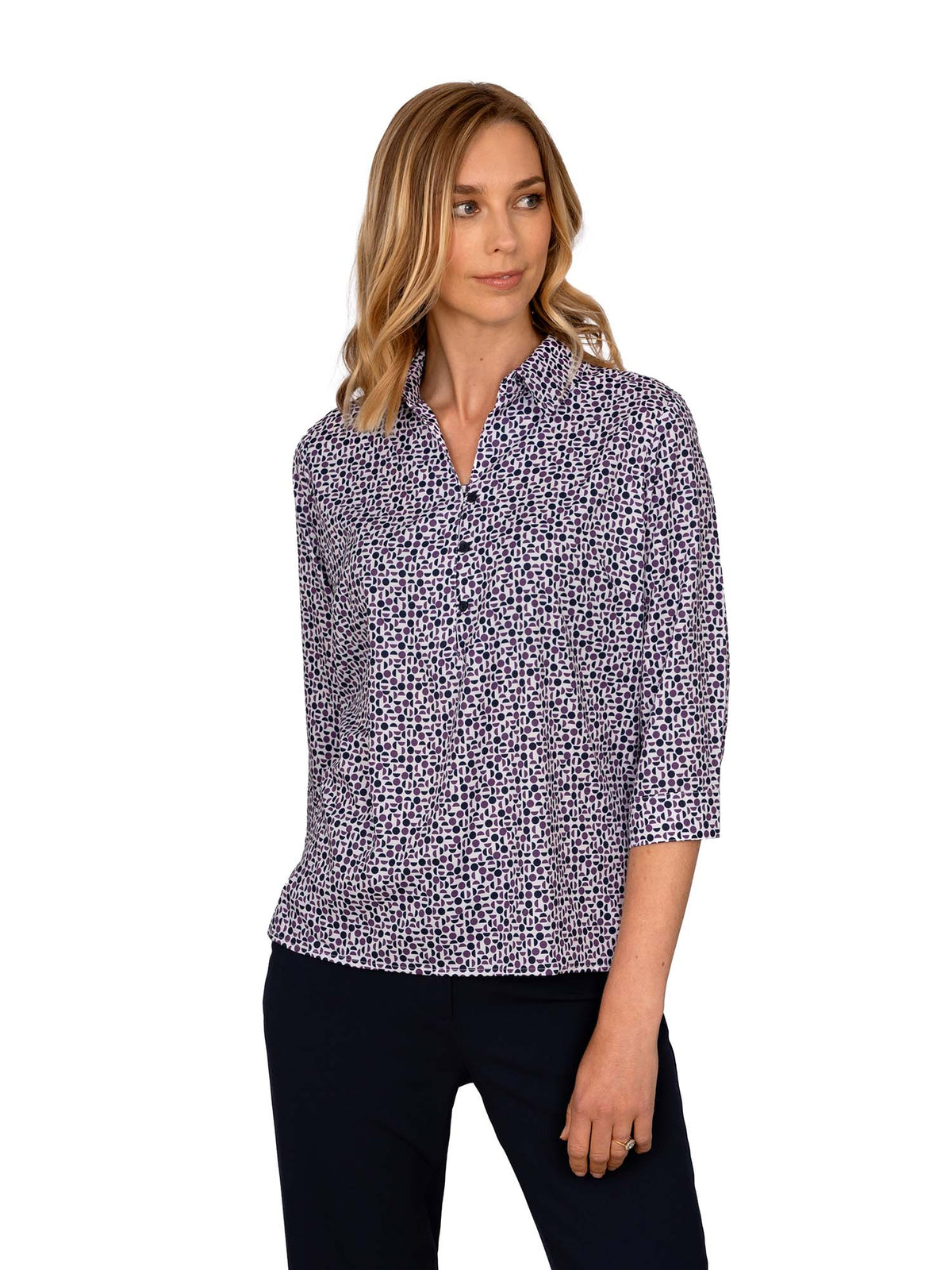 IZZY BERRY 3/4 SLEEVE WITH COLLAR