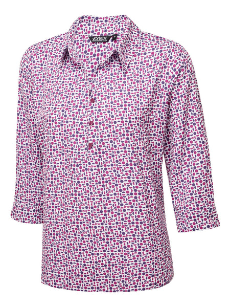 IZZY MAGENTA 3/4 SLEEVE WITH COLLAR