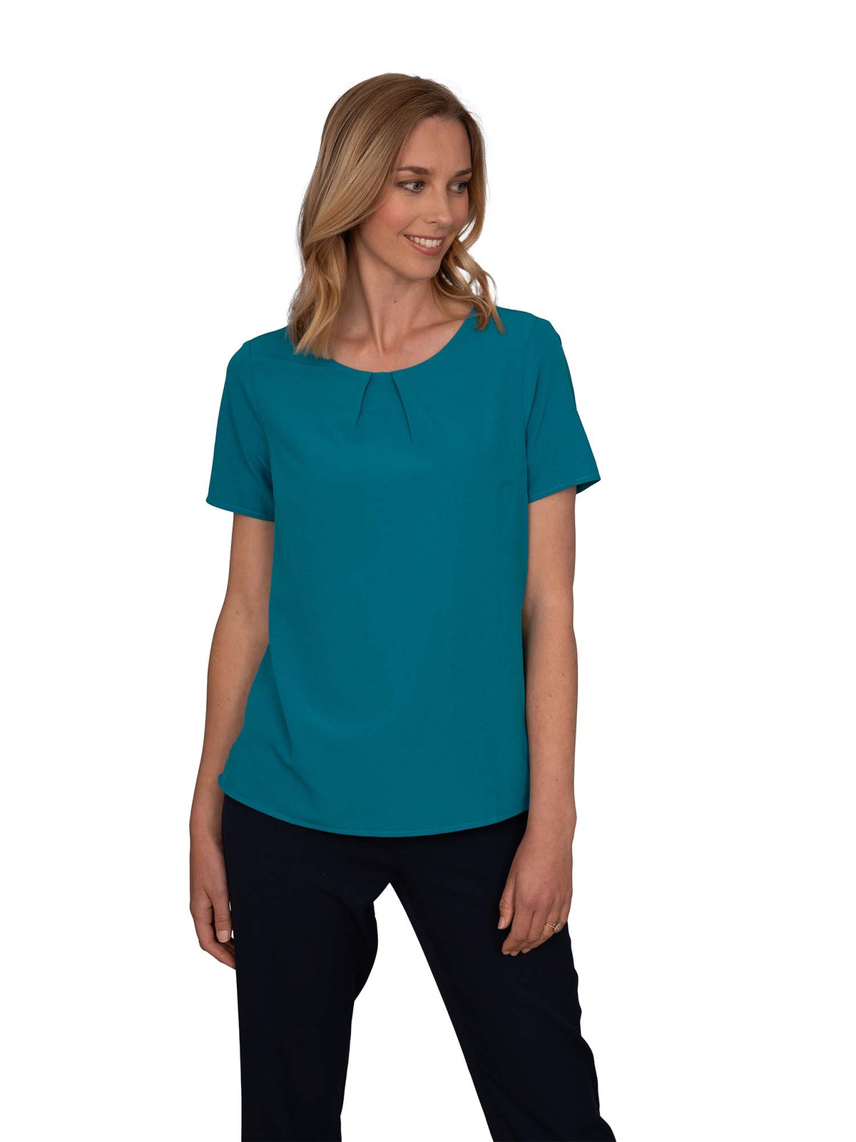 LIBBY JADE TUCK NECK SHORT SLEEVE