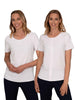 LIBBY WHITE TUCK NECK SHORT SLEEVE
