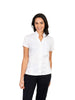 MIA WHITE MANDARIN COLLAR SHORT SLEEVE
