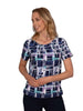 PENNY NAVY TUCK NECK SHORT SLEEVE