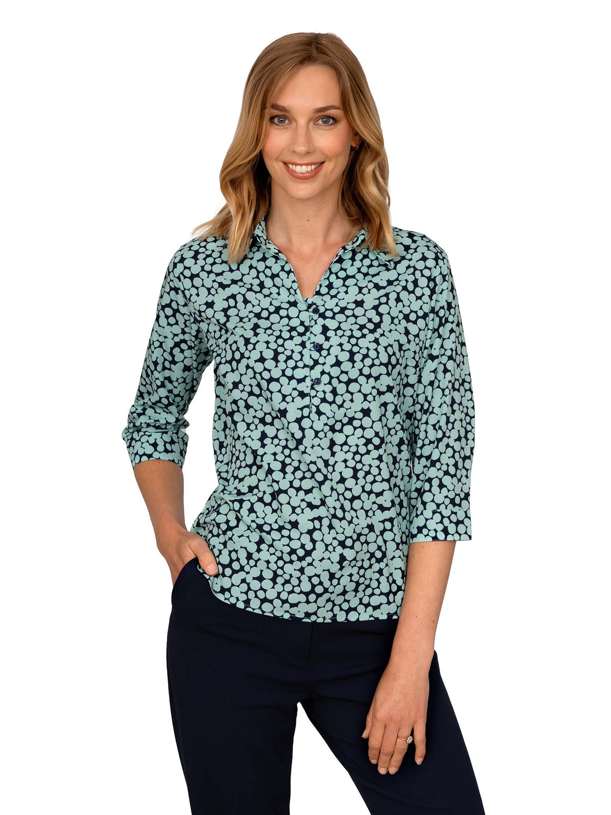 SIENNA SAGE 3/4 SLEEVE TUNIC WITH COLLAR