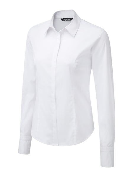 ZOE WHITE CONCEALED BUTTON LONG SLEEVE