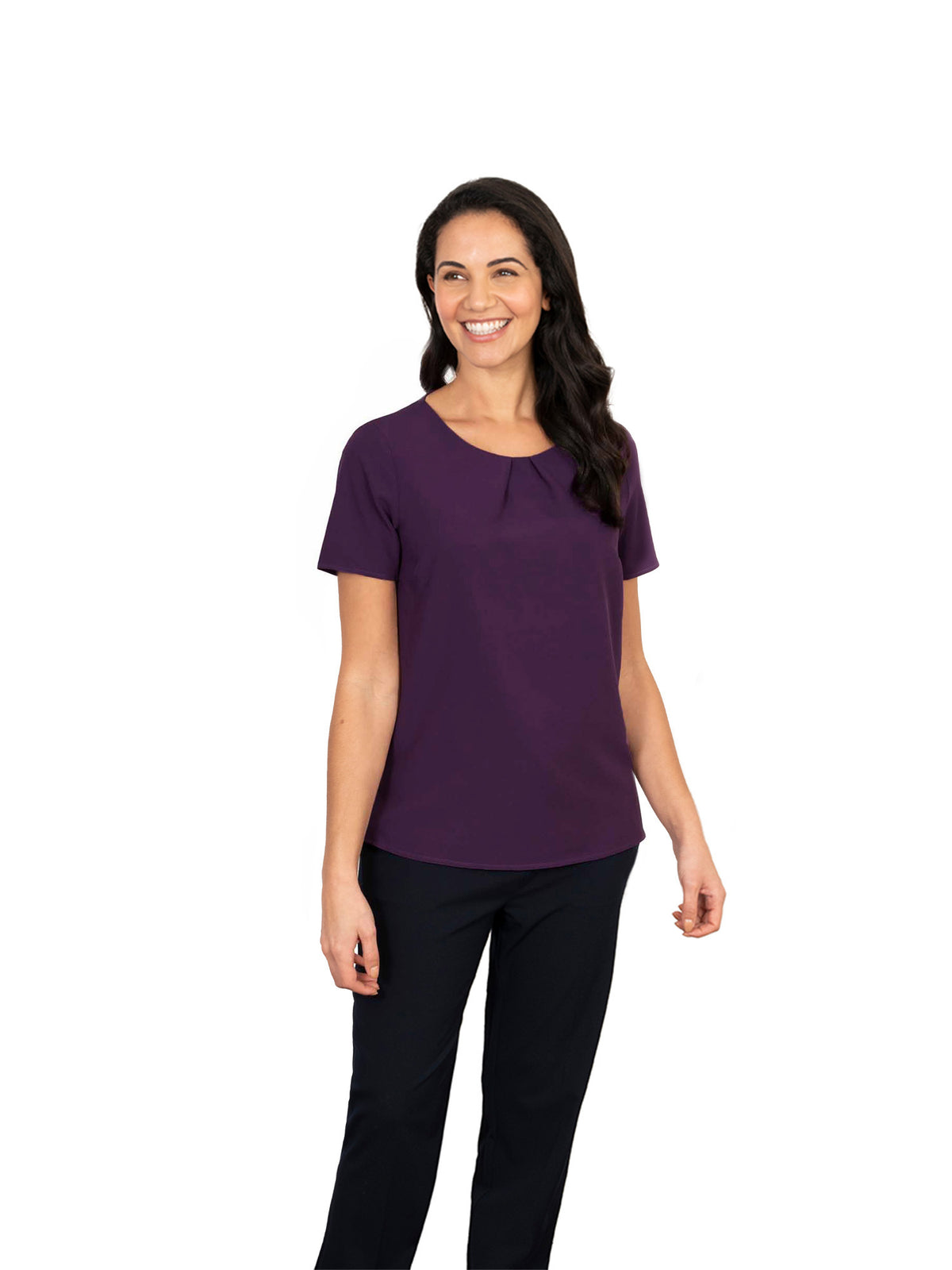 LIBBY BERRY TUCK NECK SHORT SLEEVE