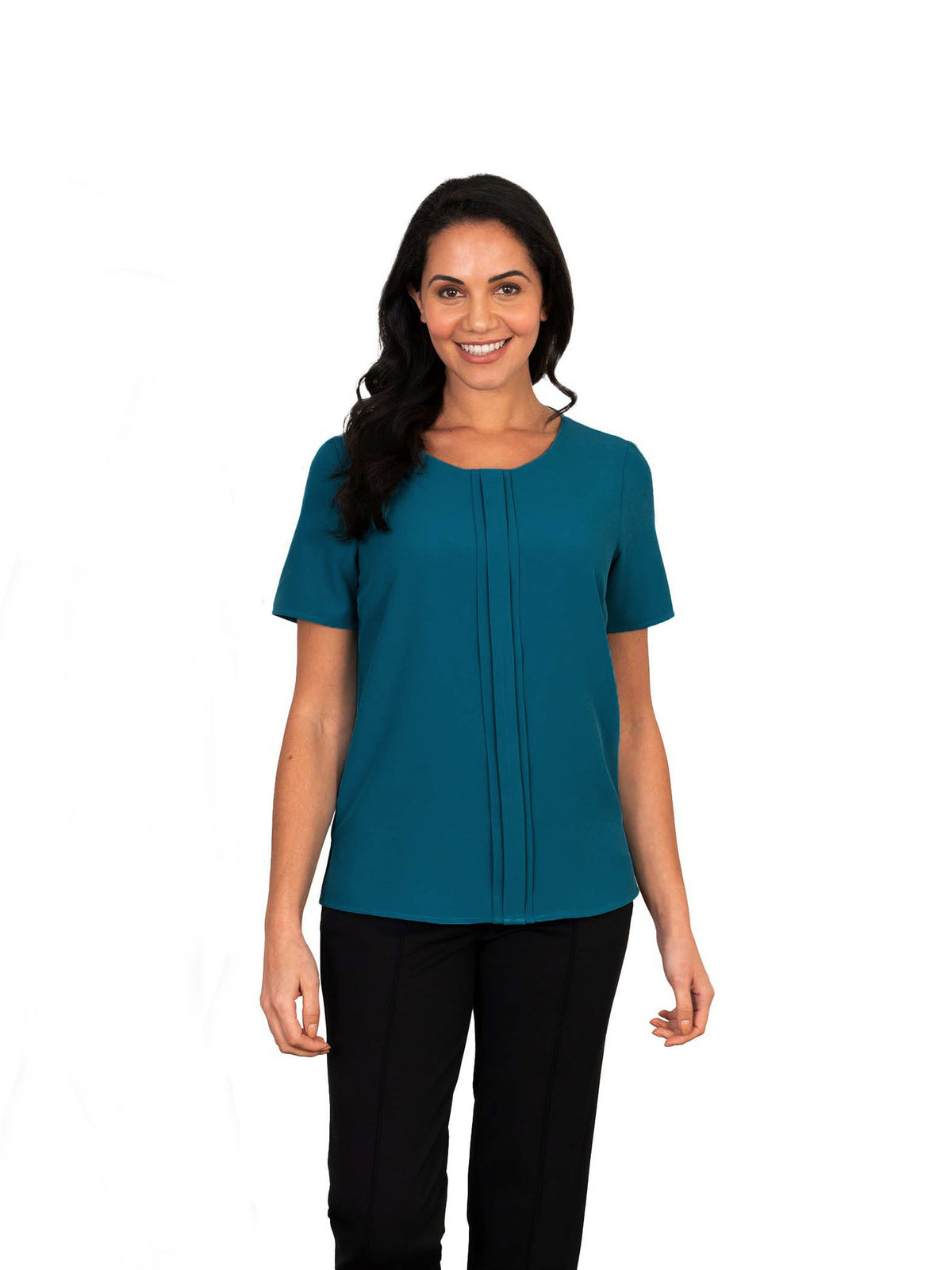 POPPY JADE PLEAT FRONT SHORT SLEEVE