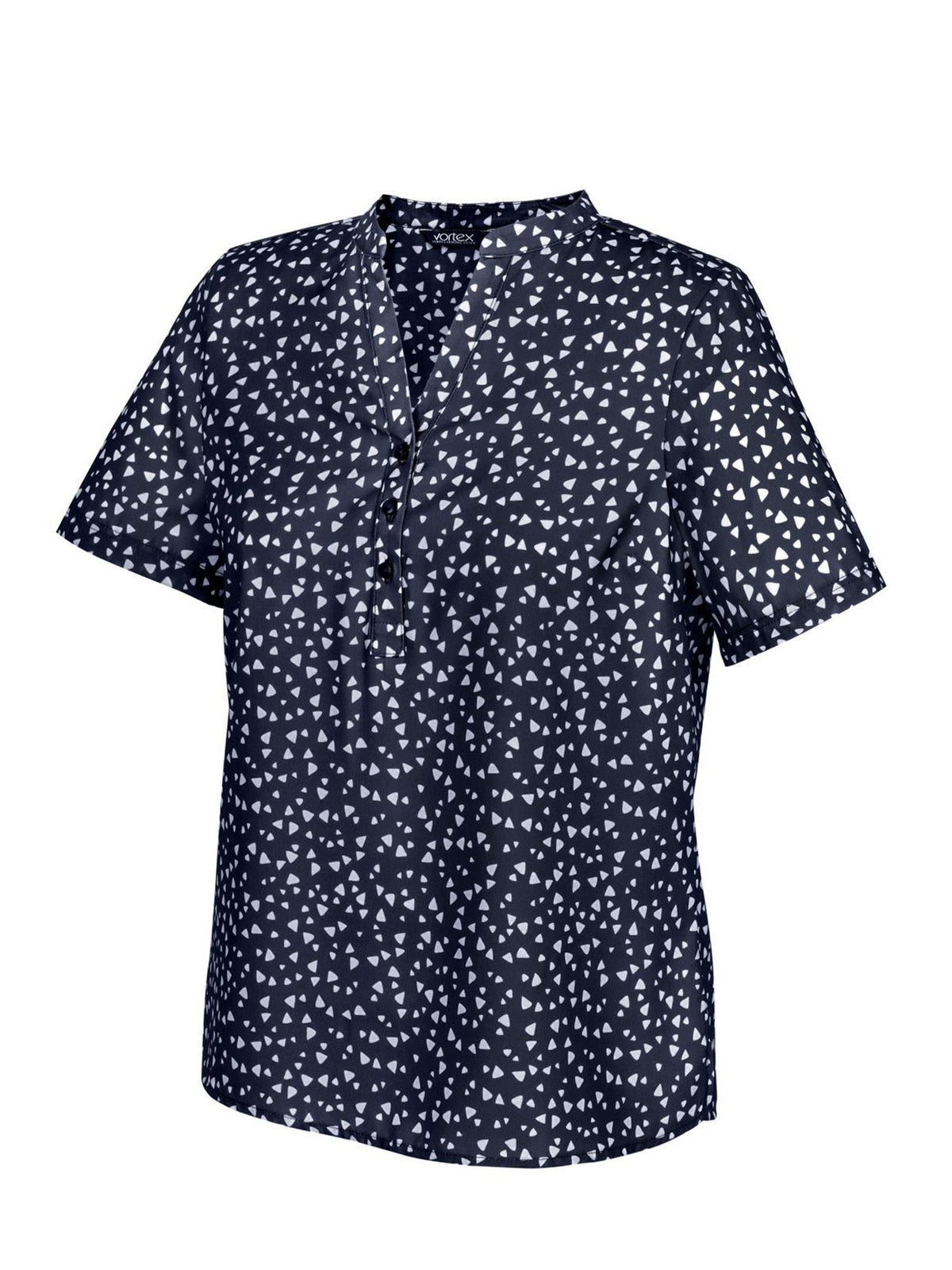 Bella printed top with 3 buttons | Navy Blue | Ladies Uniform | Vortex ...