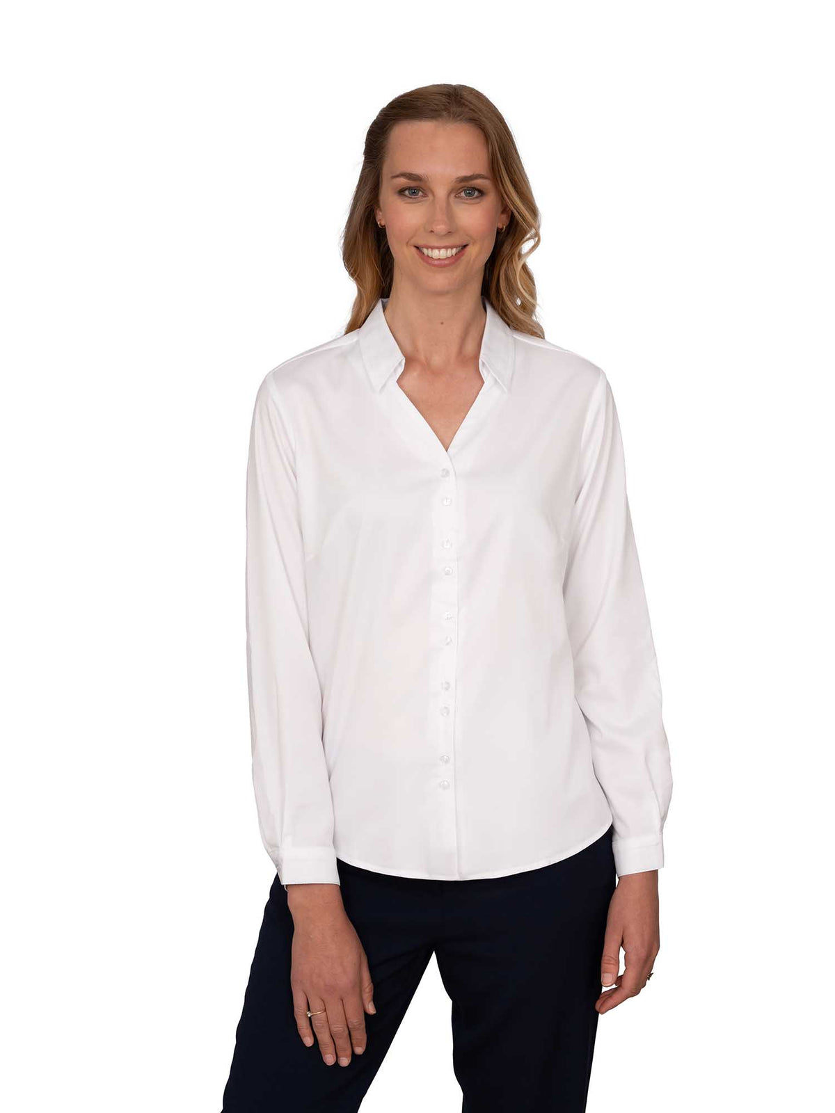 FREYA WHITE DOUBLE BUTTON LONG SLEEVE