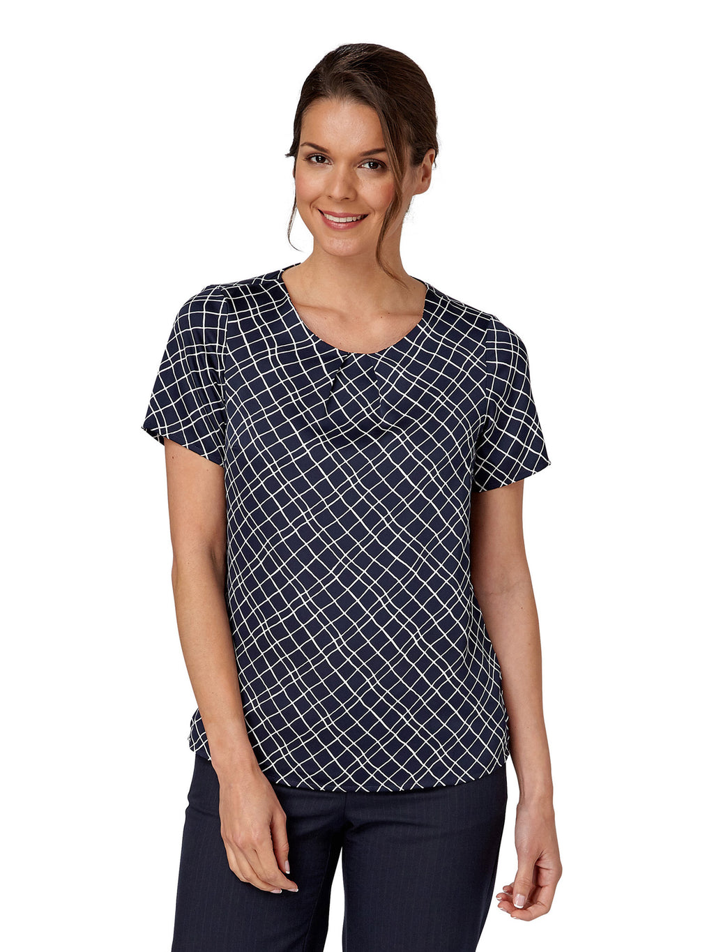 Gina printed stretch shell top | Navy Blue | Ladies Uniform | Vortex ...