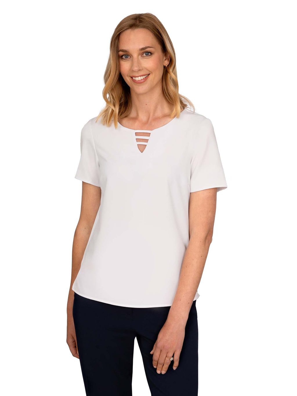 Lottie top with ladder neck | White |Ladies uniform |Vortex Designs ...
