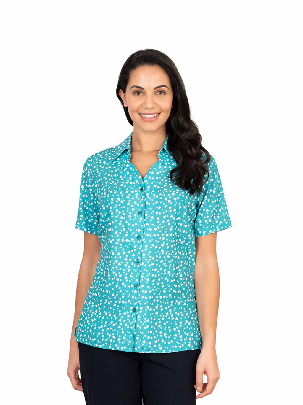 Orla Jade Green Short Sleeve Blouse | Ladies Uniform Tops | Vortex ...