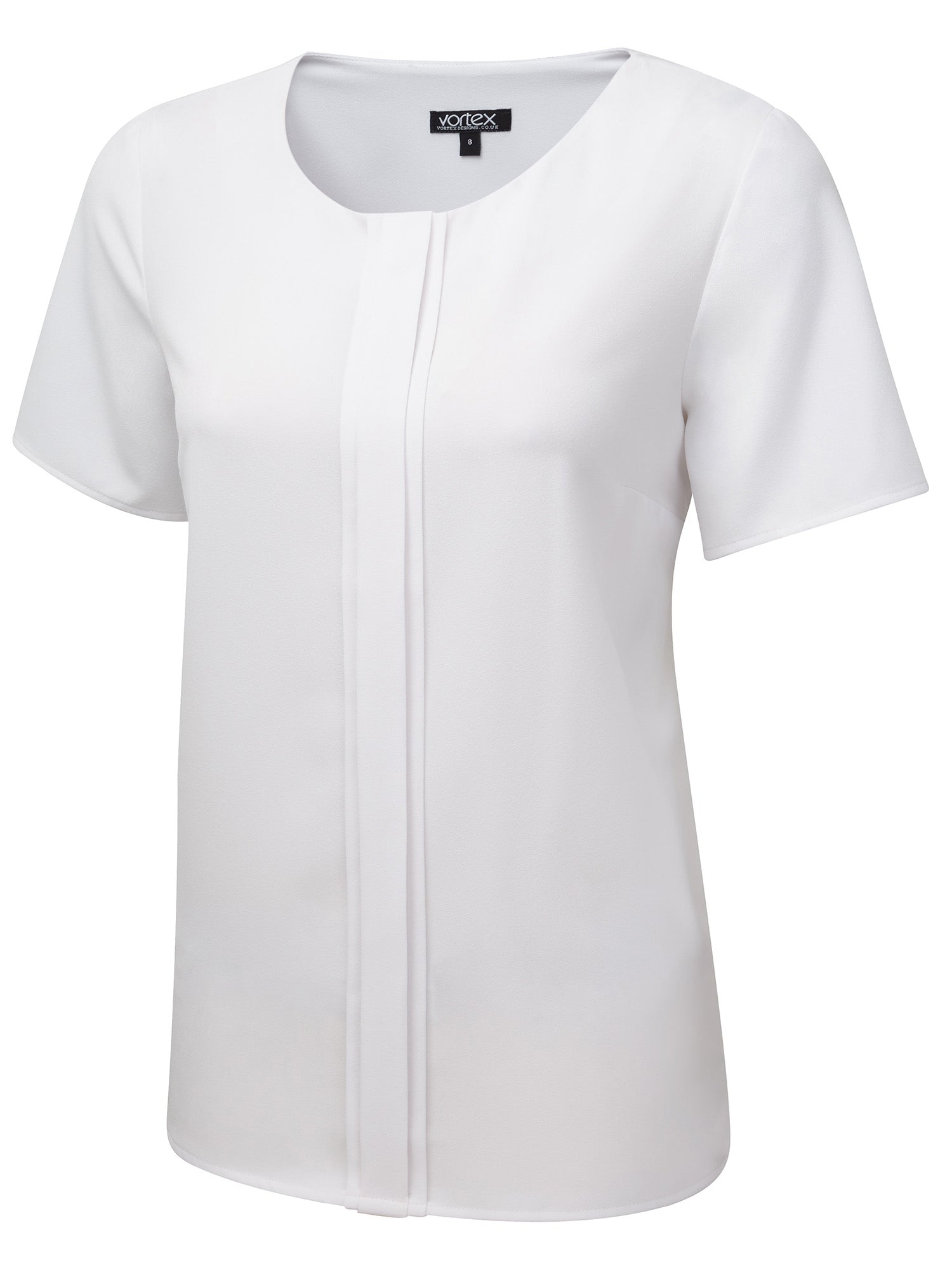 Short Sleeve Poppy White blouse with pleated panel – Vortex